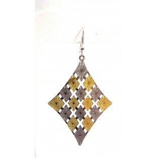 THE FOUR FACED - Earrings - Drop Long Dangling Hook - Classy Fashion - Dual Tone